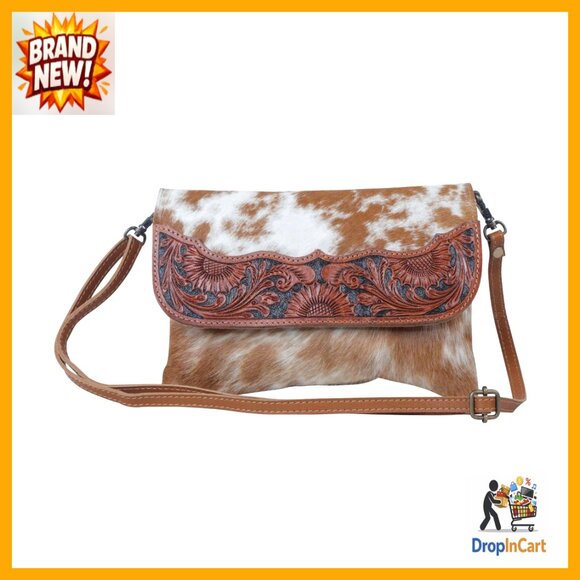 Hand-Tooled Leather Shoulder Bag Elegant Minimal Chic Summer Outfit Essential